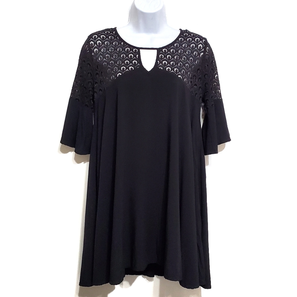 Black Lace Peasant Dress